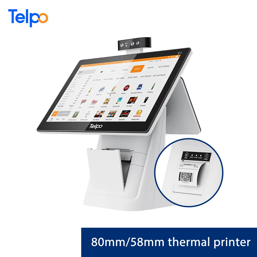 Telpo C1 Cash Register with Inbuilt 80mm Printer Can Integrate QR Code Scanner