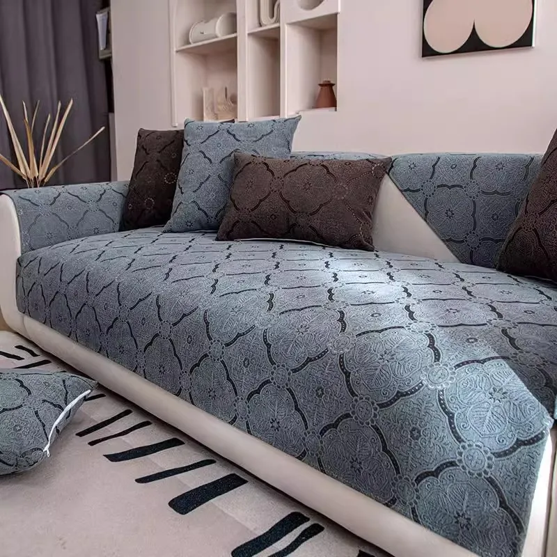 Light Luxury Retro French European Style Four Seasons Anti-Skid Anti-Cat Scratch Chenille Sofa Cushion Universal Sectional Sofas