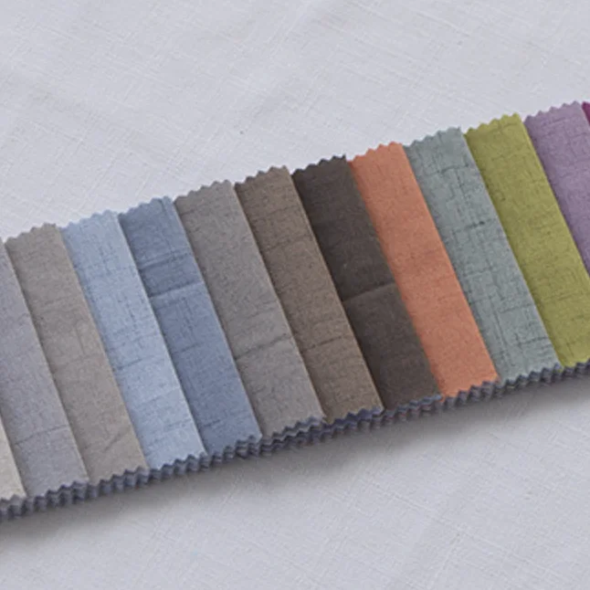 Manufacturer New Chinese Style Thickened Slubbed Linen Plain Fabric Imitation Cotton Sofa Fabric
