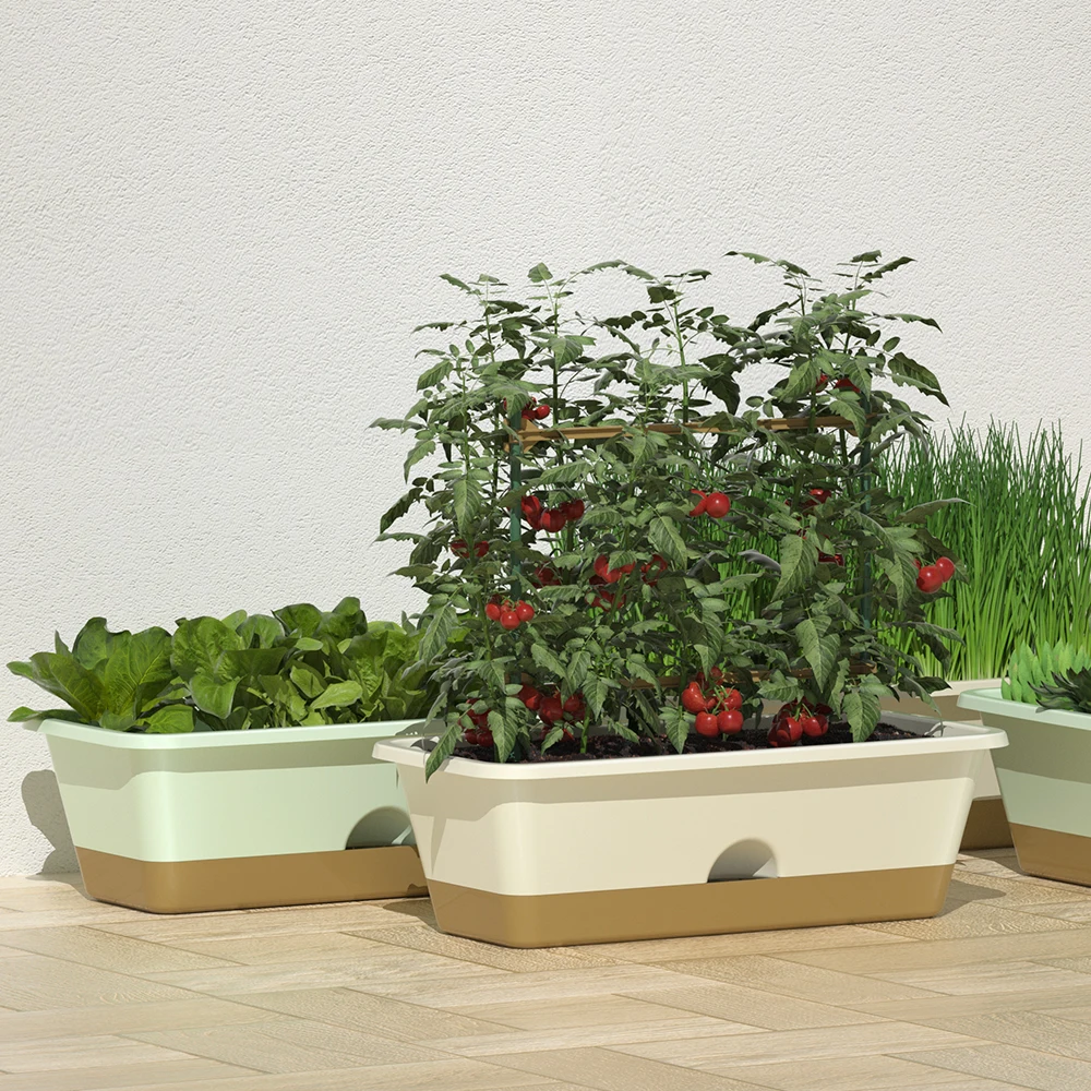 Wholesale simple large size garden vegetables planting plastic rectangular plastic flower pots
