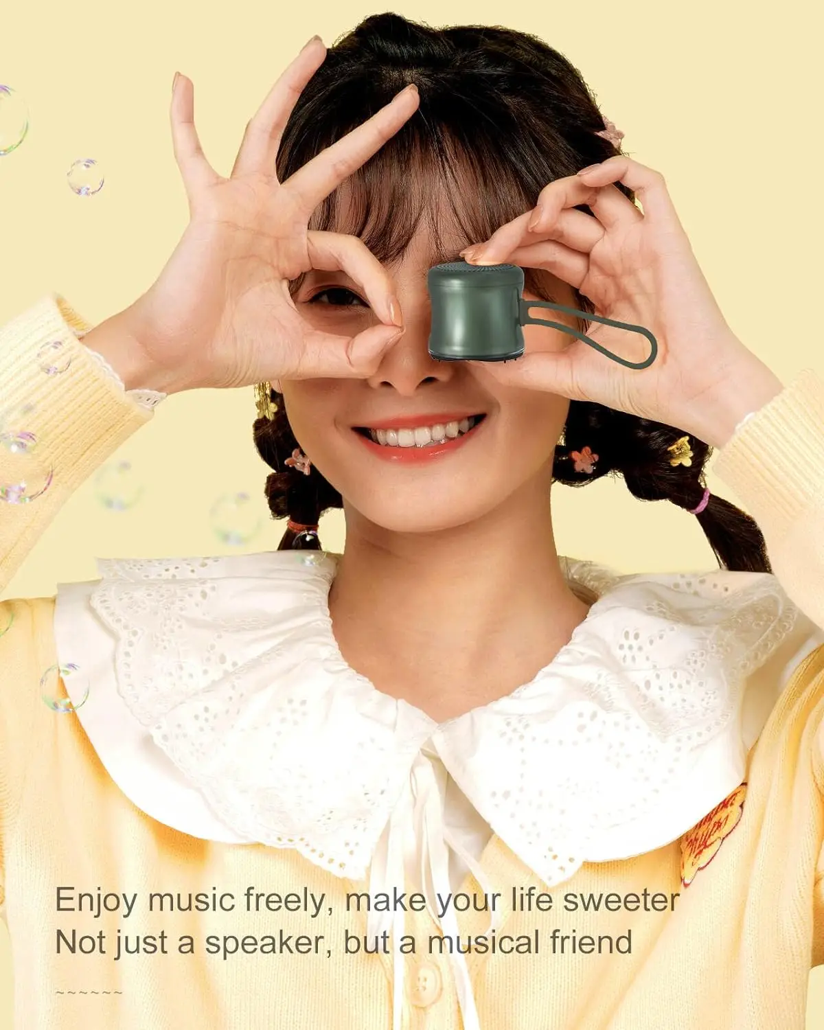 Mini Bluetooth Speaker with Lanyard, EWA A119 Tiny Powerful Cute Metal Wireless Portable Small Speaker with IPX7 Waterproof