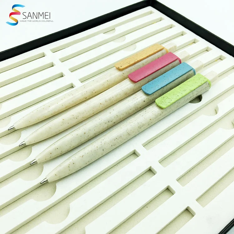 Environmental protection material promotional customized artwork souvenir eco friendly wheat straw pen for gift giving
