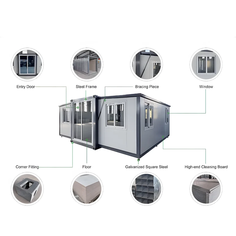 Extended foldable prefab container homes 40ft folding living container expandable cabin foldable container house