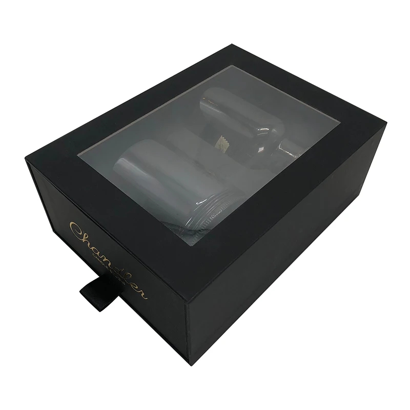 Custom luxury slide drawer glass bottle honey jar bee comb gift packaging boxes candle hair oil honey box with Clear PVC Window