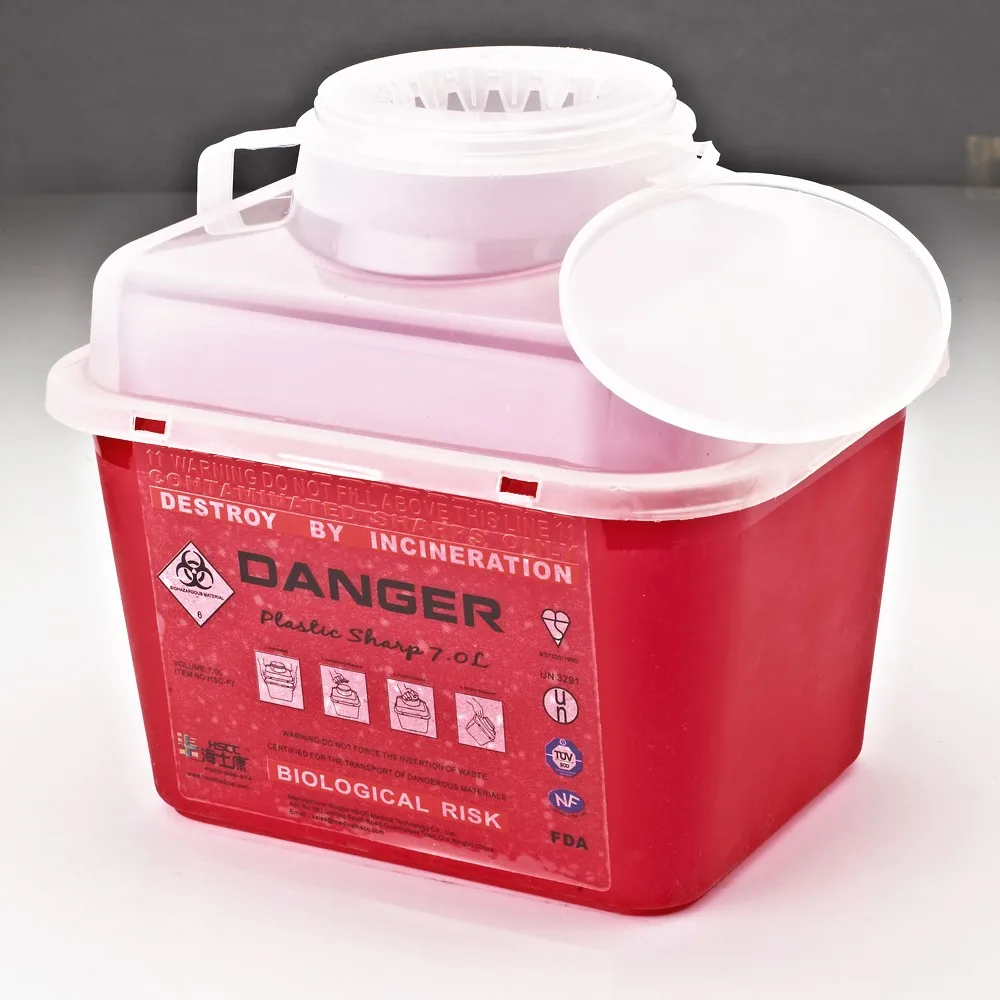 Dailymag Wholesale Yellow Red Plastic Sharps Disposable Syringe Needle Container