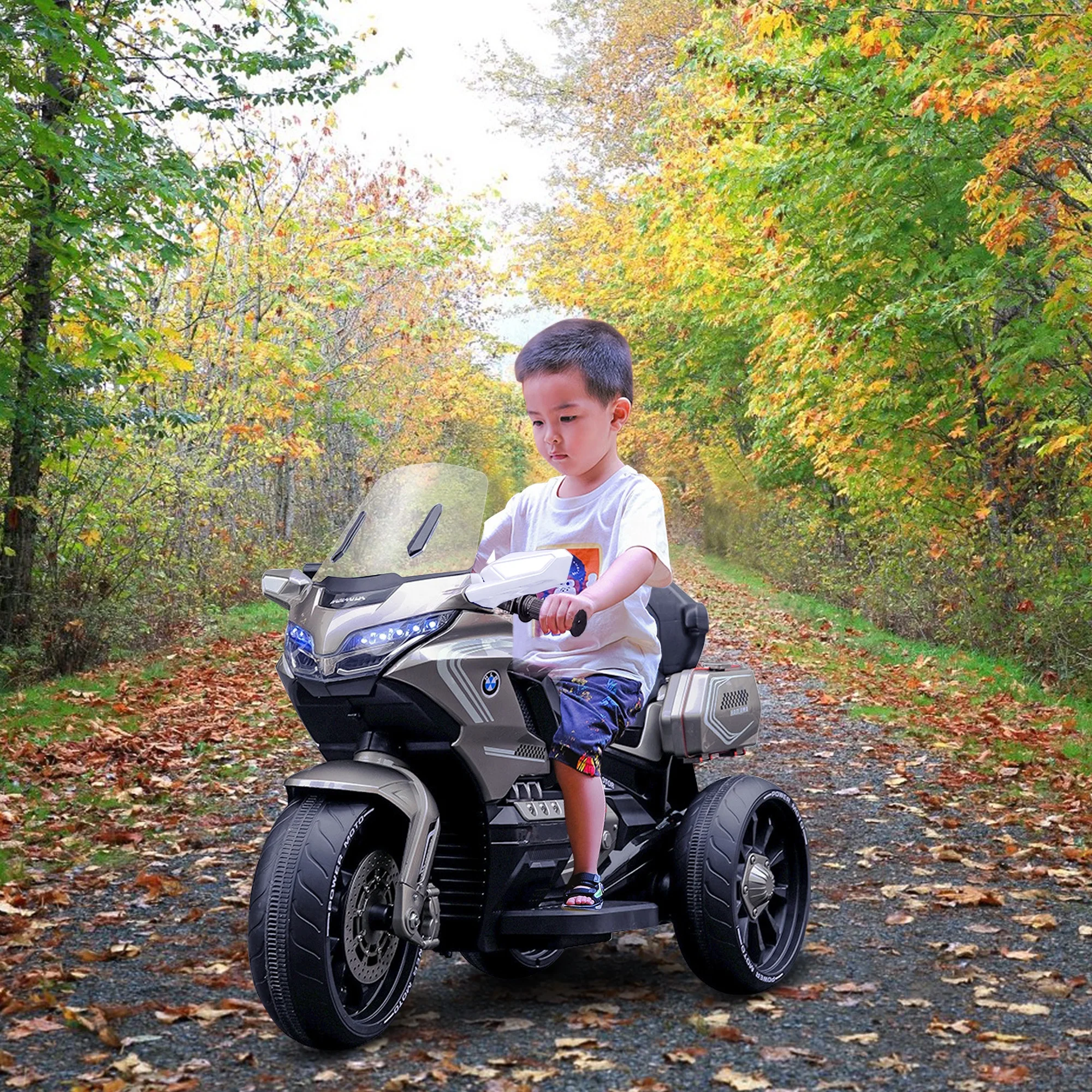 Ride-on cars for kids motorbike two-seater learning toys 4WD 12V/7A/10A battery tricycle motorcycle 390W motor Pedal to the gas