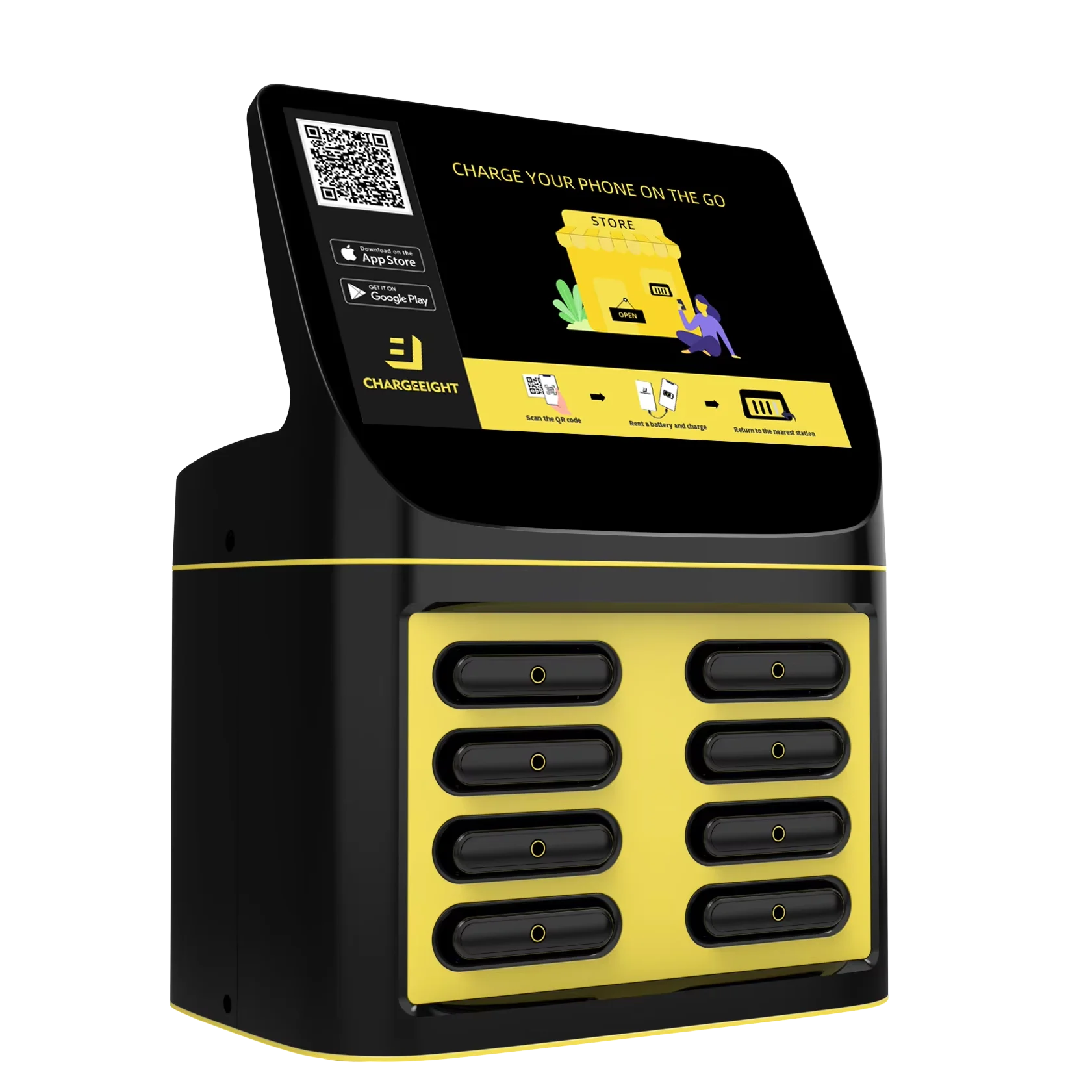 Public Cell Phone Charging Stations Sharing Power Bank 8Slots Battery Vending Machine Portable Charger Rental