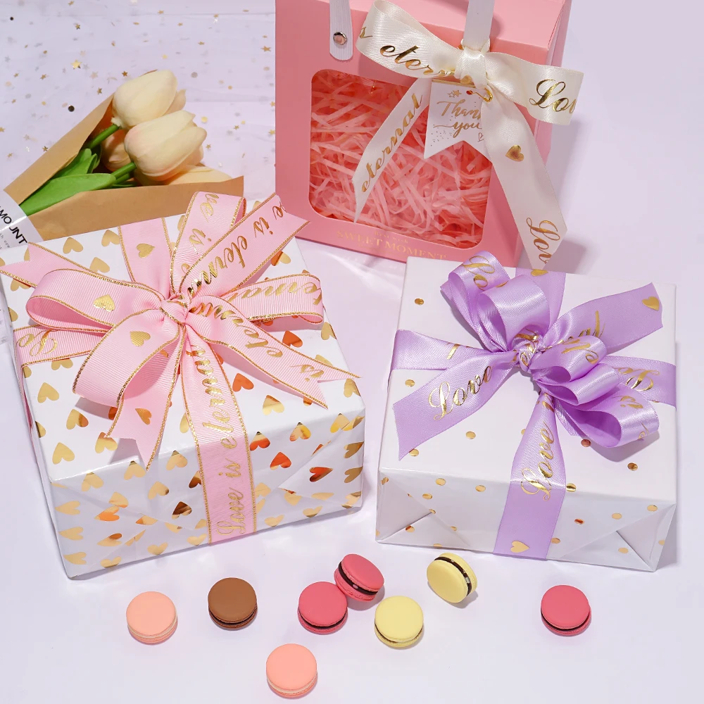 Gold Grosgrain Custom Gift Black Satin Ribbon With Logo Eid Mubarak Wedding Decoration