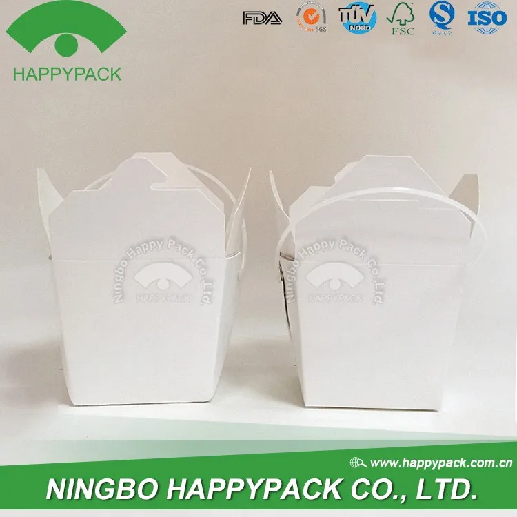 4oz 8oz 10oz 12oz 16oz custom printedcolour logo paper square food noodle boxes with handle