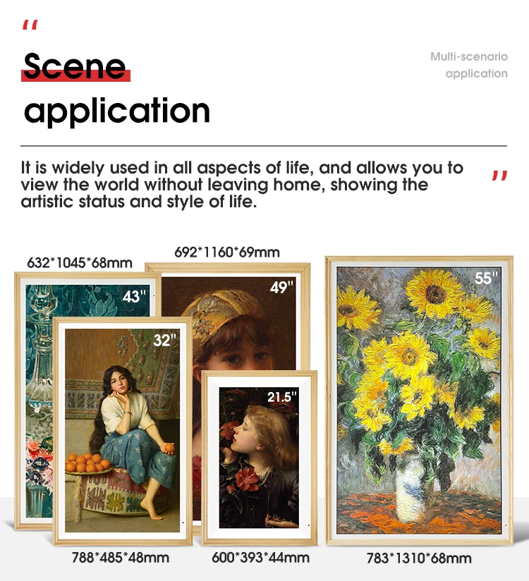 Download Digital Art Screen Smart Picture Nft Display Decorative Large Wifi Digital Photo Frame 32Inch For Gallery