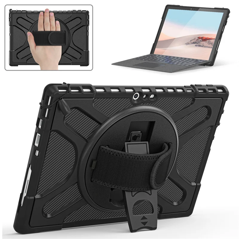 360 Rotating Kickstand rugged tablet protective case for Microsoft Surface Pro 7 with hand strap
