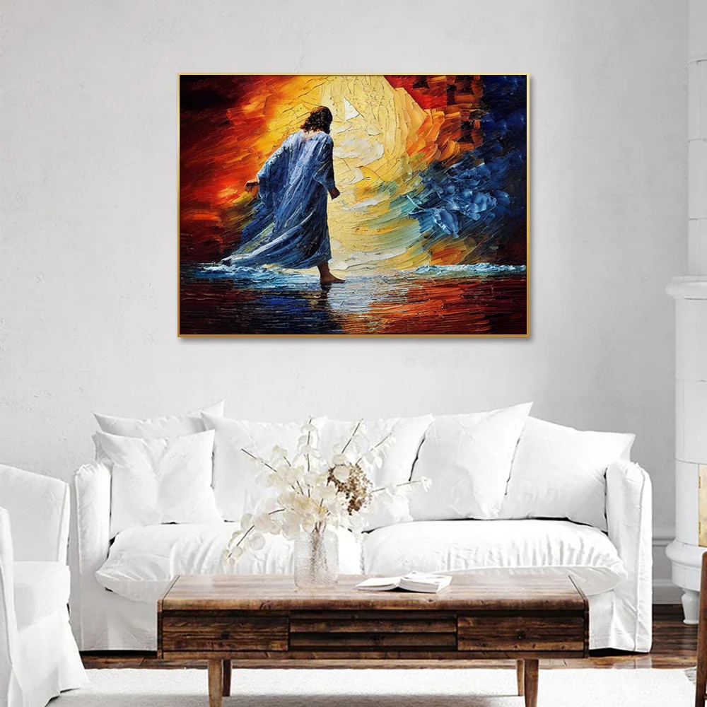 New 100% Hand-Painted Jesus Portrait Small Abstract Oil Painting on Canvas Custom-Size Wall Art Poster for Home Decoration