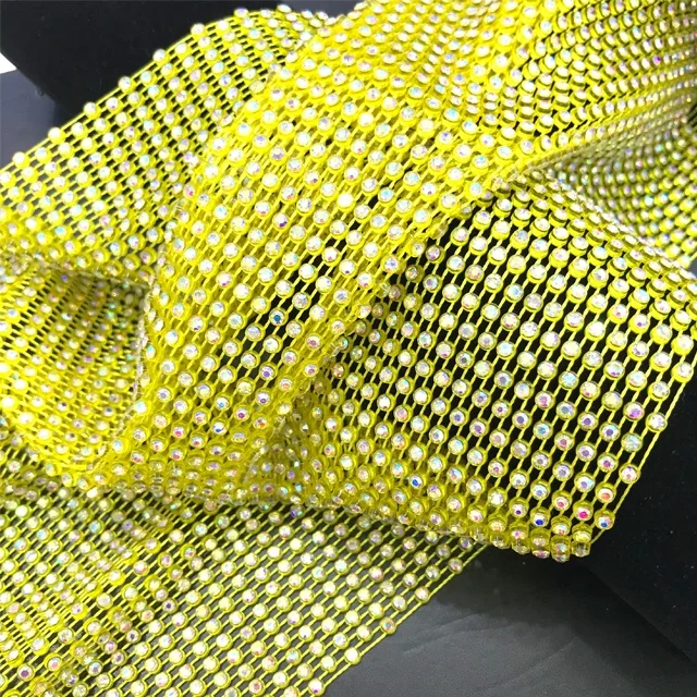 S120 Popular Shiny Elastic Stretch Crystal Rhinestone Fabric Net Mesh For Clothing Materials
