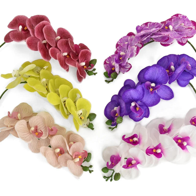 HuiCai professional factory wholesale faux phalaenopsis artificial latex orchid flower decoration 7 heads
