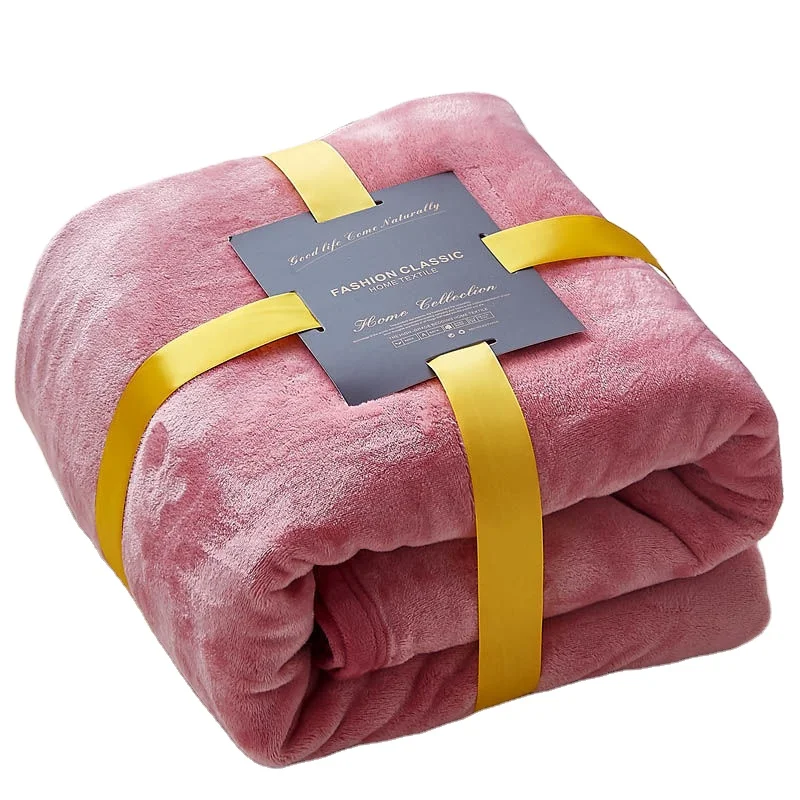 Акция дешевый изготовленный на заказ логотип постельное одеяло кораллового цвета ворс усиленный четыре сезона фланелевая