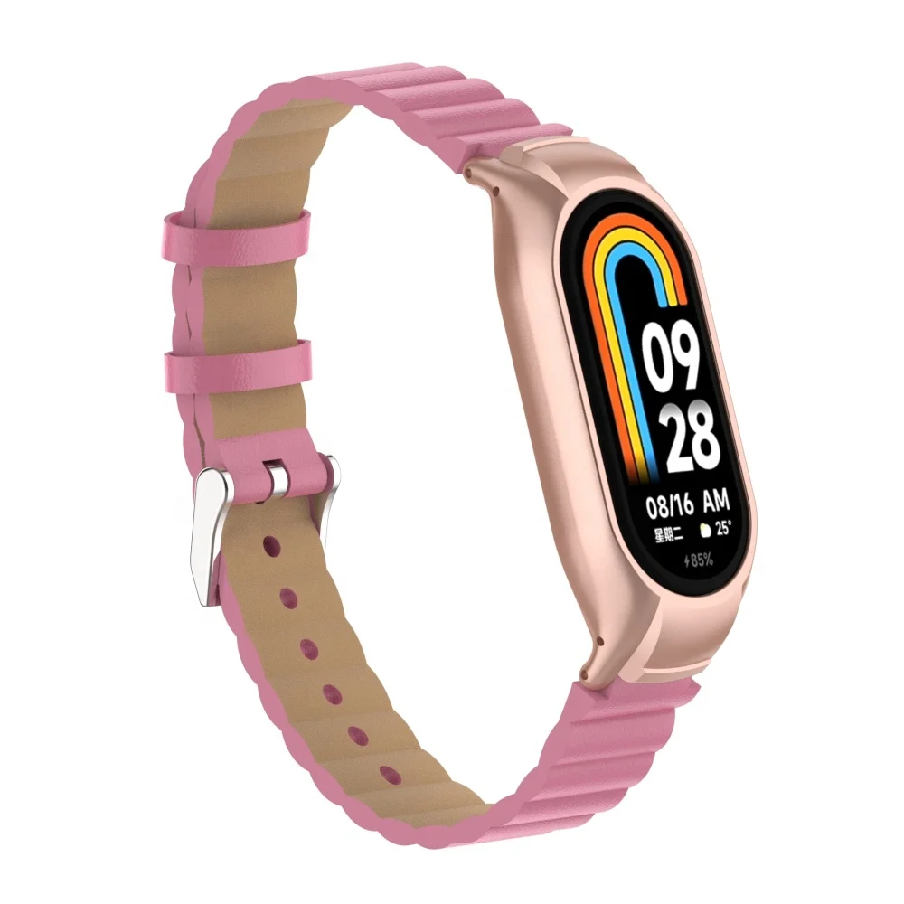 ODM HOLDMI 80112 series miband 8 strap united one piece bamboo grain (one bead) leather strap watch band for xiaomi band 8