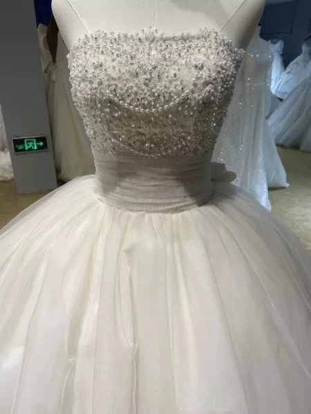 Luxury Tulle Wedding Dress New Applique Bridal Tube Top Temperament Trailing Dress Summer French Style Ball Gown