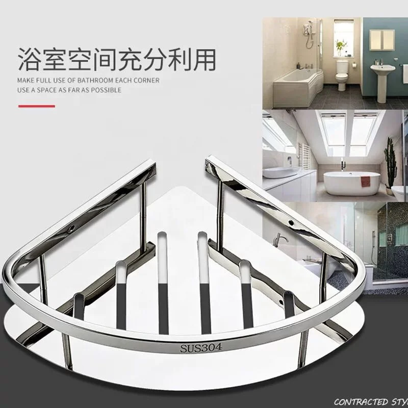 SUS304 stainless steel single-deck Bathroom Corner Shelves made in china