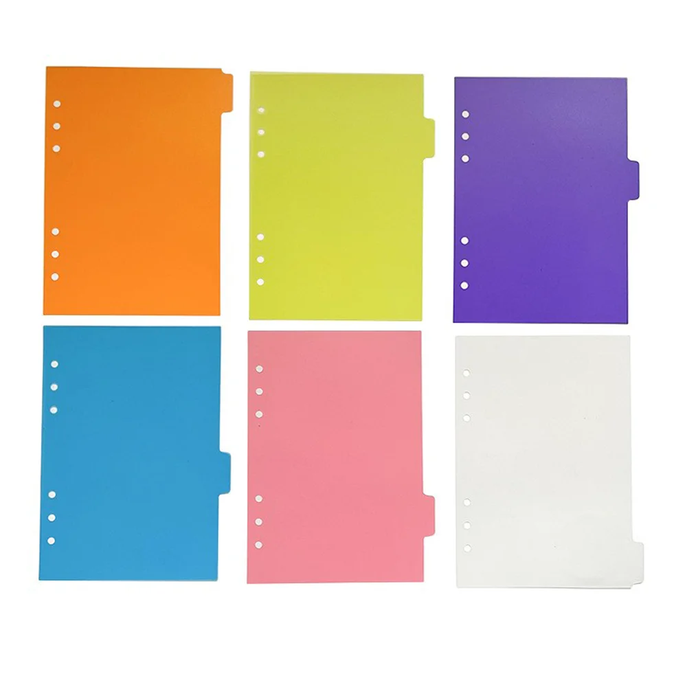 High-quality wholesale custom logo loose-leaf 6-ring binder separator with 6 labels plastic index label separator file.