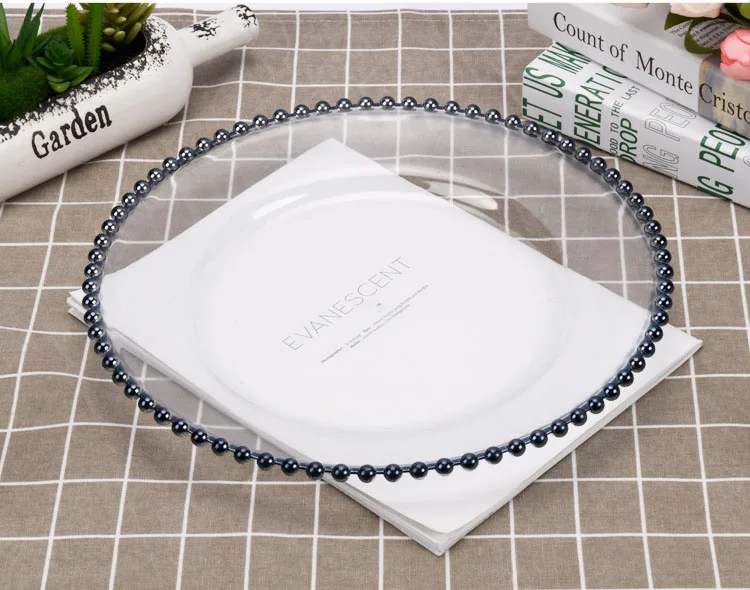 Transparent Plates with Gold Rim 13inch Plastic Charger Plates for Dinner Plates for Weddings Holiday or Party Table Decor