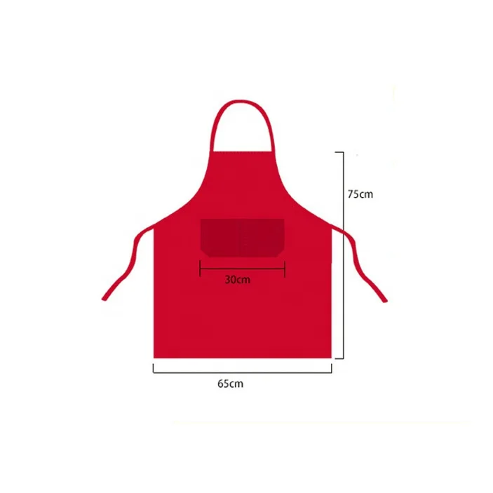 QH custom logo printed black promotion polyester cotton kitchen cooking chef aprons with two pockets