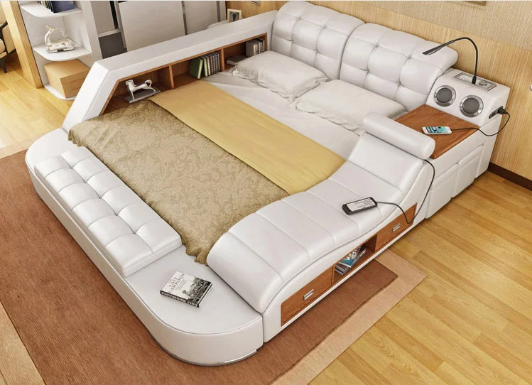 High Quality Latest Design Modern Practical Multi-functional Storage king Size Bed A631B
