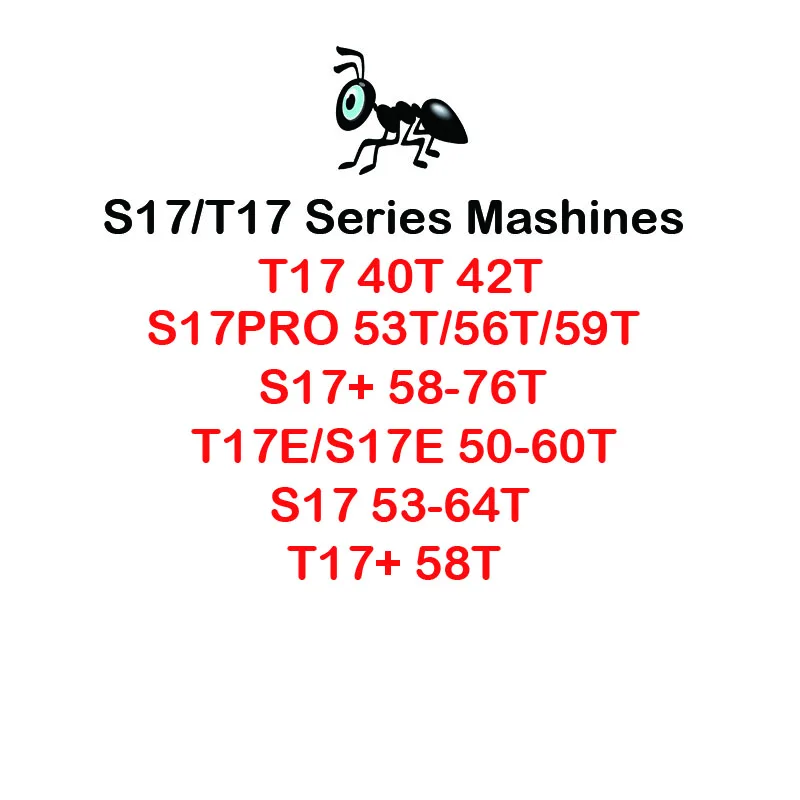 Used Second Hand T17 40T 42T S17PRO 53T 56T 59T S17 S17+ S17E T17E T17+ 50T 53T 56T 58T 60T 64T 70T 73T 76T hardware machine