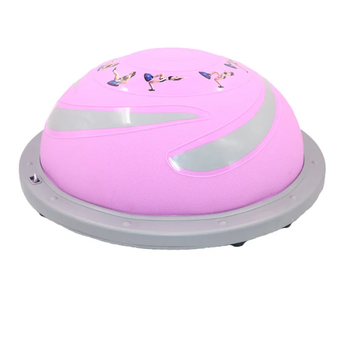 Explosion Proof Anti-skid Balance Trainer 60 cm Diameter Half Ball with Resistant Band and Pump for Core Training Home Workout