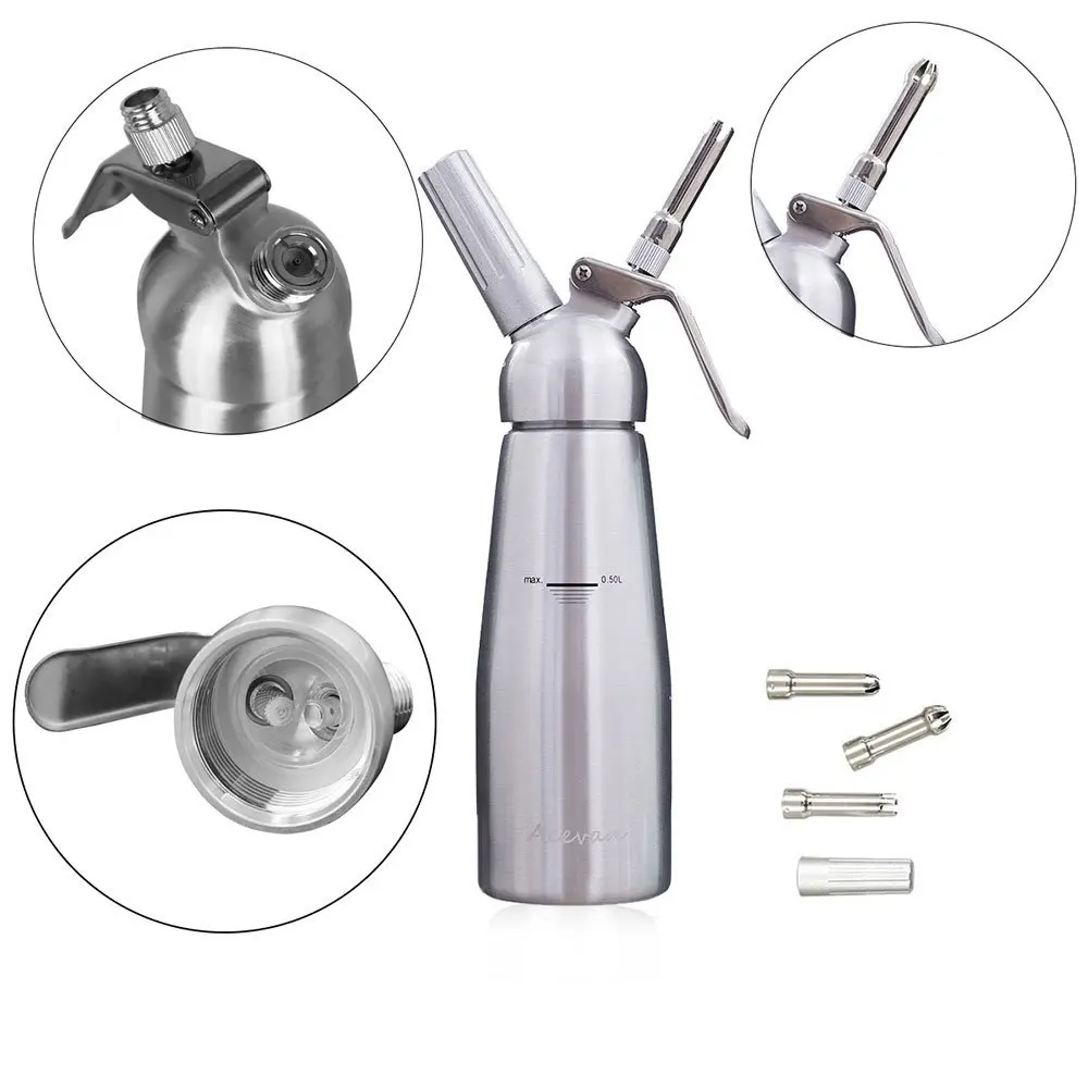 Professional 500ml Aluminum Whipped Dispenser Custom Whipper