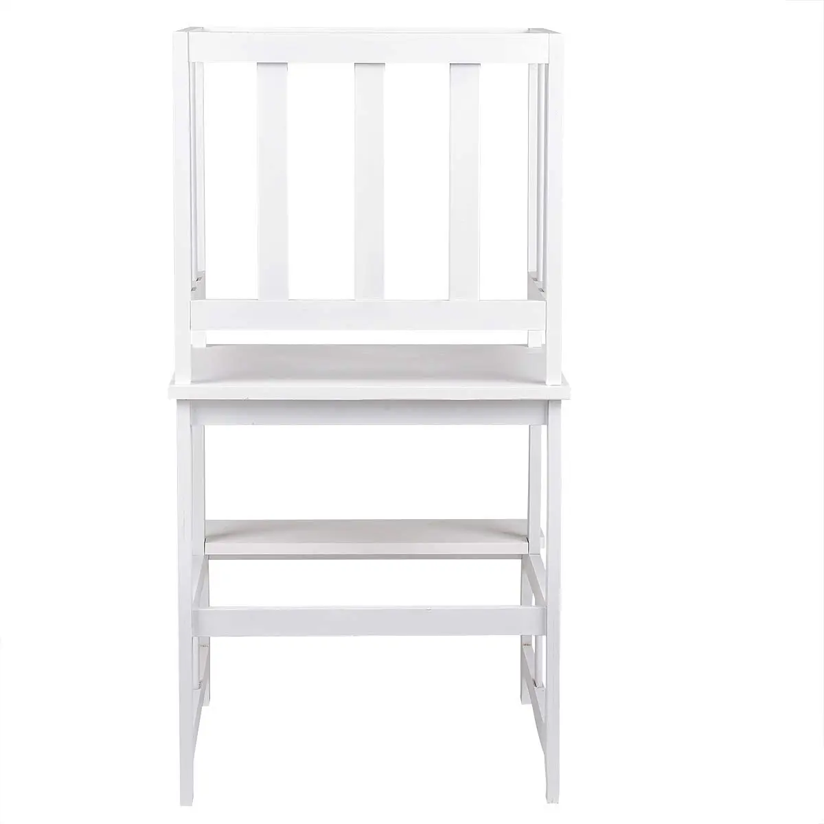 Bamboo Kids Kitchen Step Stool Kids Learning Stool Child Standing Tower with Safety Rail White