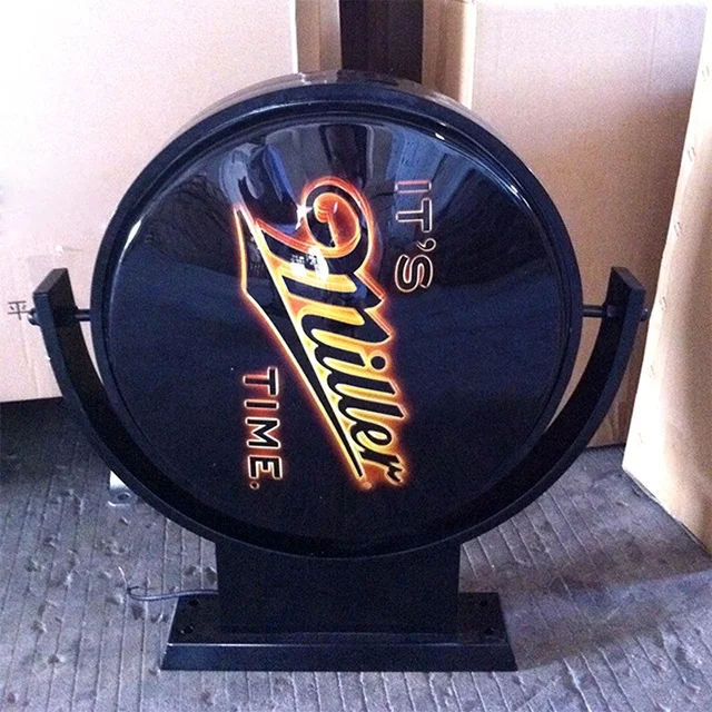 Blank Outdoor LED Round Illuminated Rotating LED Lighting Box Silk-Screen Printing Advertising Lightbox
