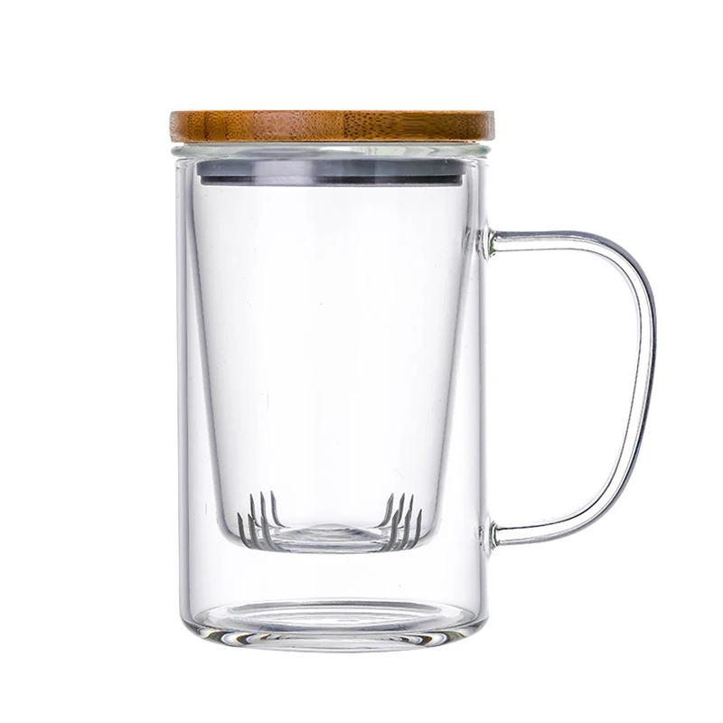Pyrex Glass Brewing Tea Cup Tea Infuser Mug Premium Loose Leaf Flower Tea And Coffee Maker With Infuser Strainer Bamboo Lid