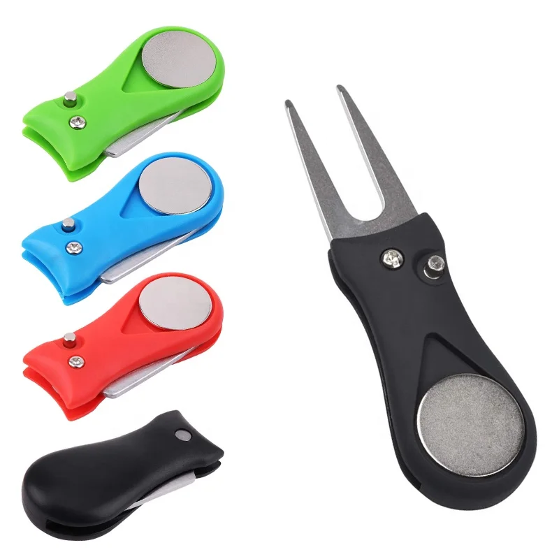 Retractable Golf Divot Tool Green Pitchfork with Customized Ball Marker Golf Divot Repair Tool