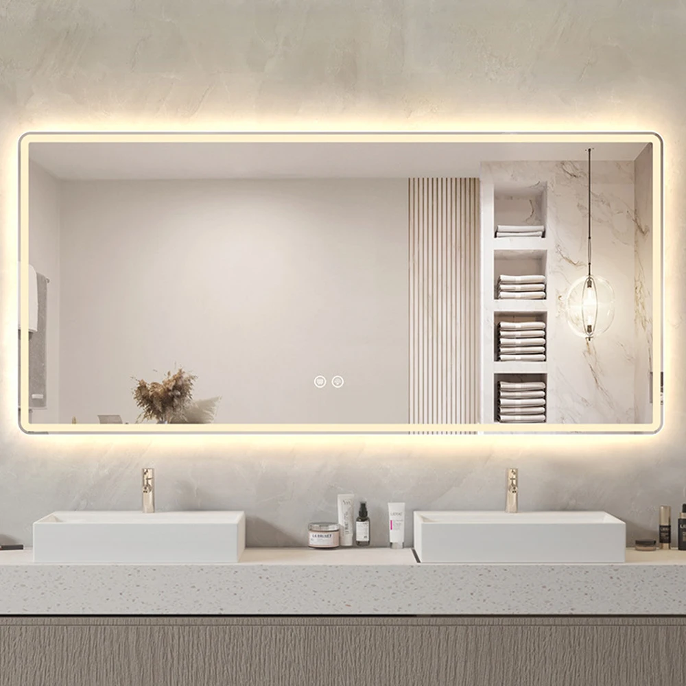 Intelligent bathroom mirror bathroom touch screen wall mounted with COB light comb makeup mirror