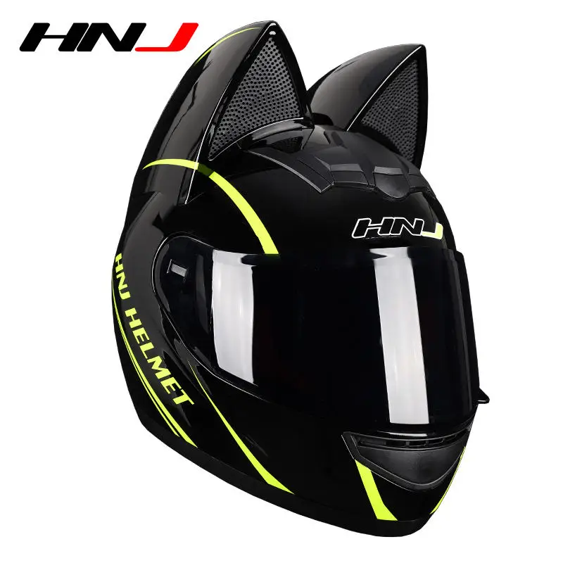 High-Strength Abs Lovely Cat Ear Motorbike Casco Motocross Motorcycle Helmets Full Face Helmet