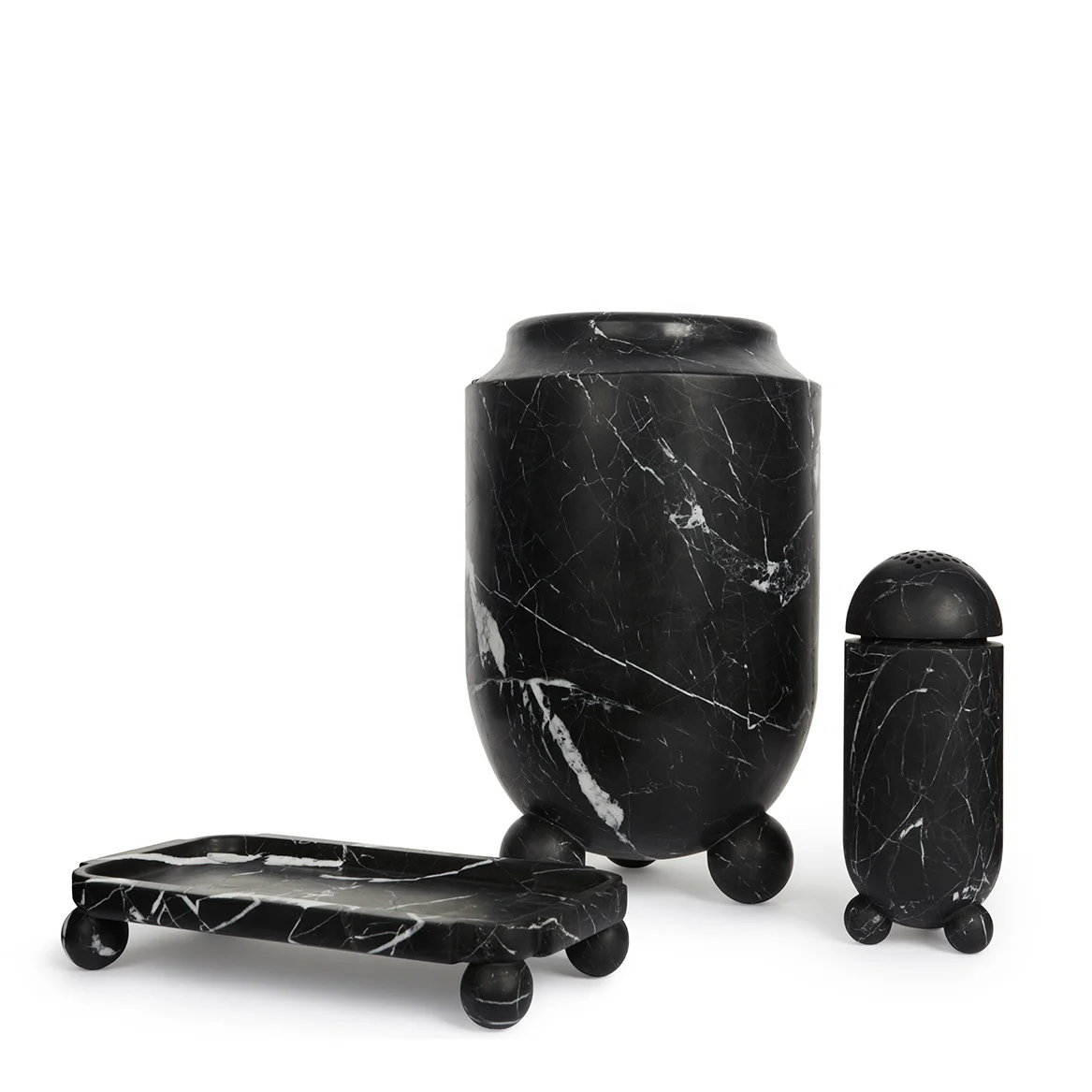 Nero marquina marble rectangle tray with leg