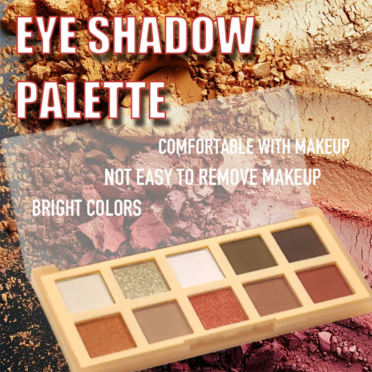 Wholesale High Pigment Glitter Eyeshadow Palette 10 Colors Custom Creative Matte Cosmetics for Dry Eye Private Label for Girls