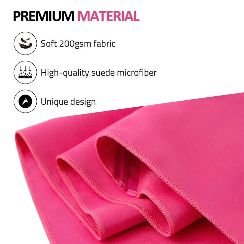 Custom printed washable non-slip soft absorbent microfiber sport towel with bag