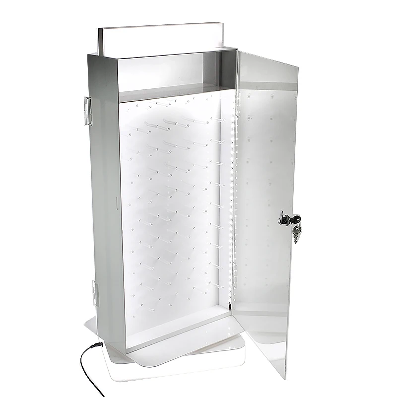 Custom Counter Rotating Acrylic Hook Jewelry Display Stand, Spinner Acrylic Keychain Jewelry Display Rack