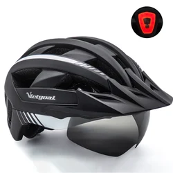 VICTGOAL USB Bike Helmet with UV400 Goggles Sun Visor Men Bicycle Helmet
