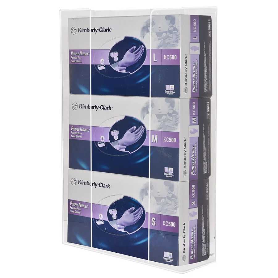 YAGELI 2024 Wall Mount 3 grid Acrylic glove box holder for kitchen