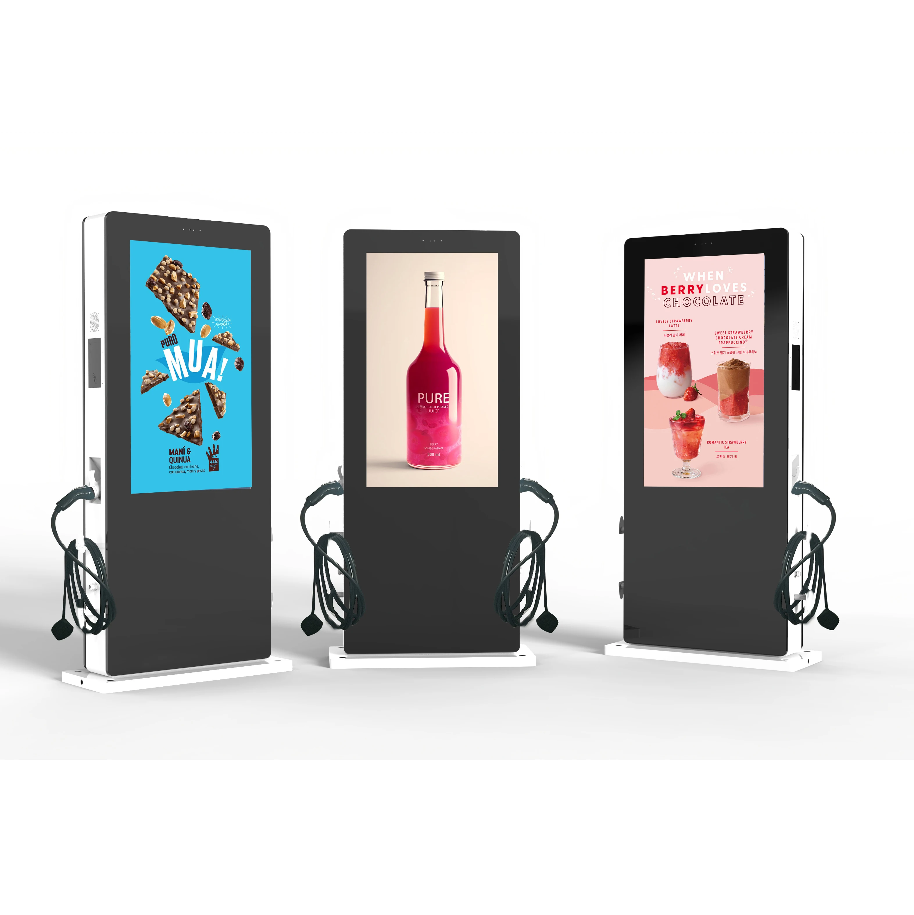 55inch IP65 waterproof high brightness 3000 nits single and double sided screens Outdoor Ev Charging Post Advertising Display