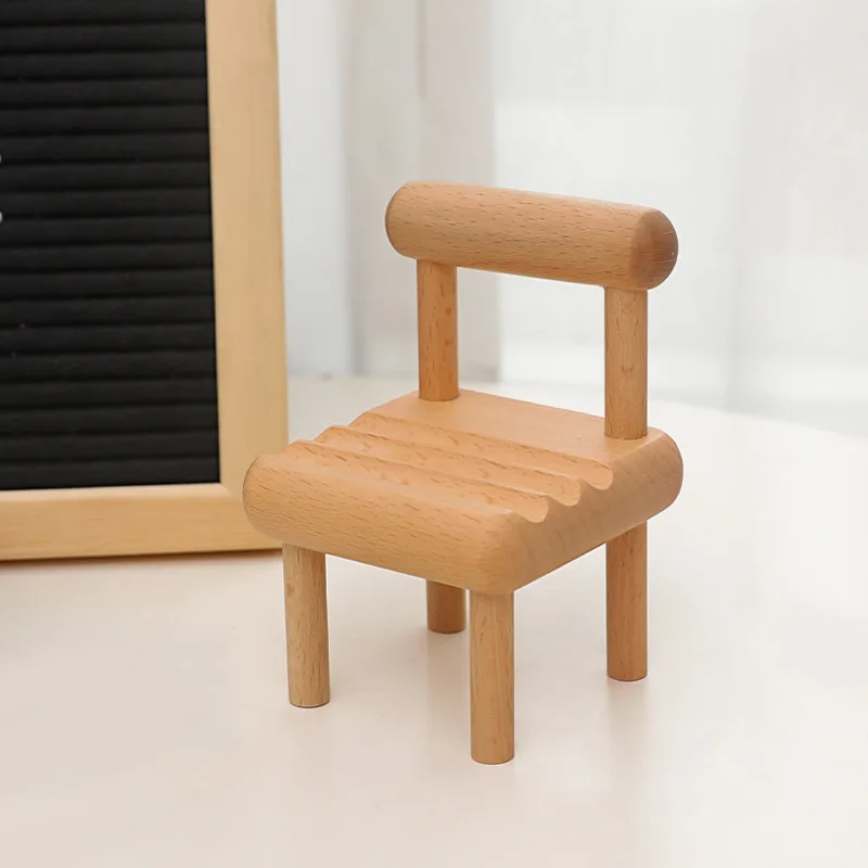Beech mobile phone holder solid wood floor wooden mini stool ornament mobile phone base ipad tablet universal