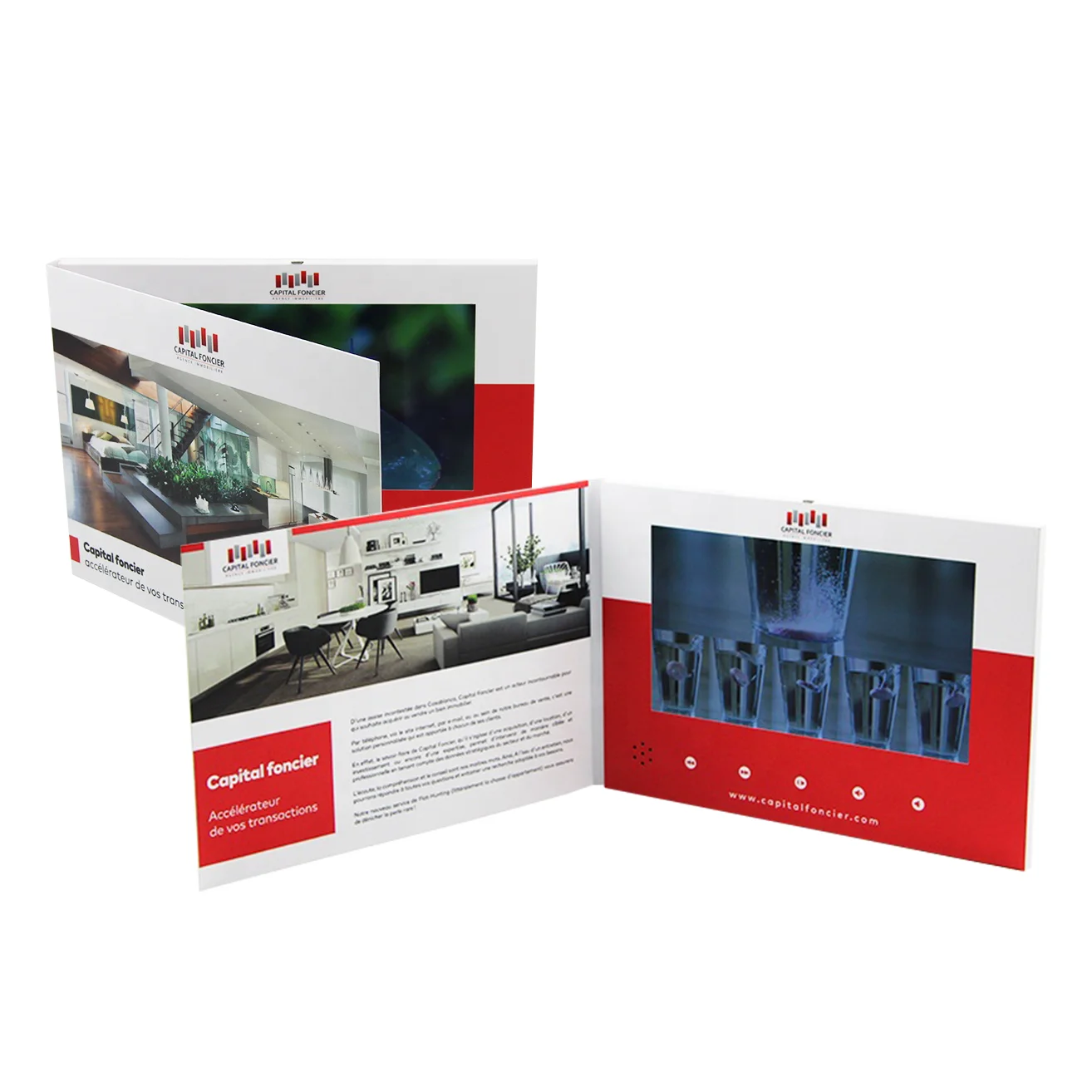 Customized logos promotional item gifts with brand logo cards lcd screen motion book for business video brochure box