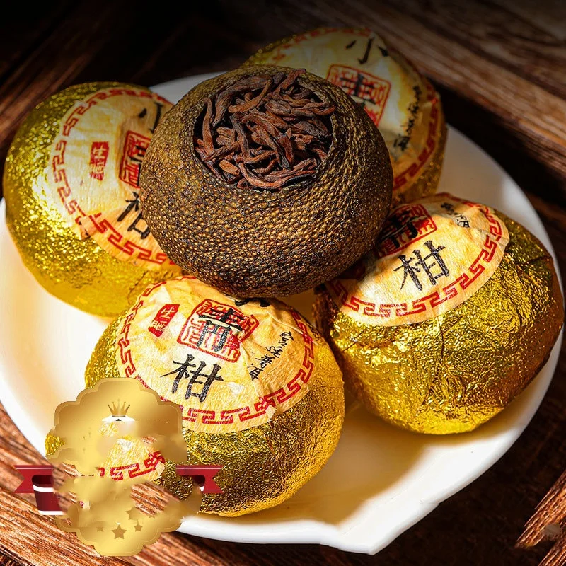 Zongxinhui small green orange Puer tea gift box with Yunnan palace Puer tea supporting tea set wholesale 160g