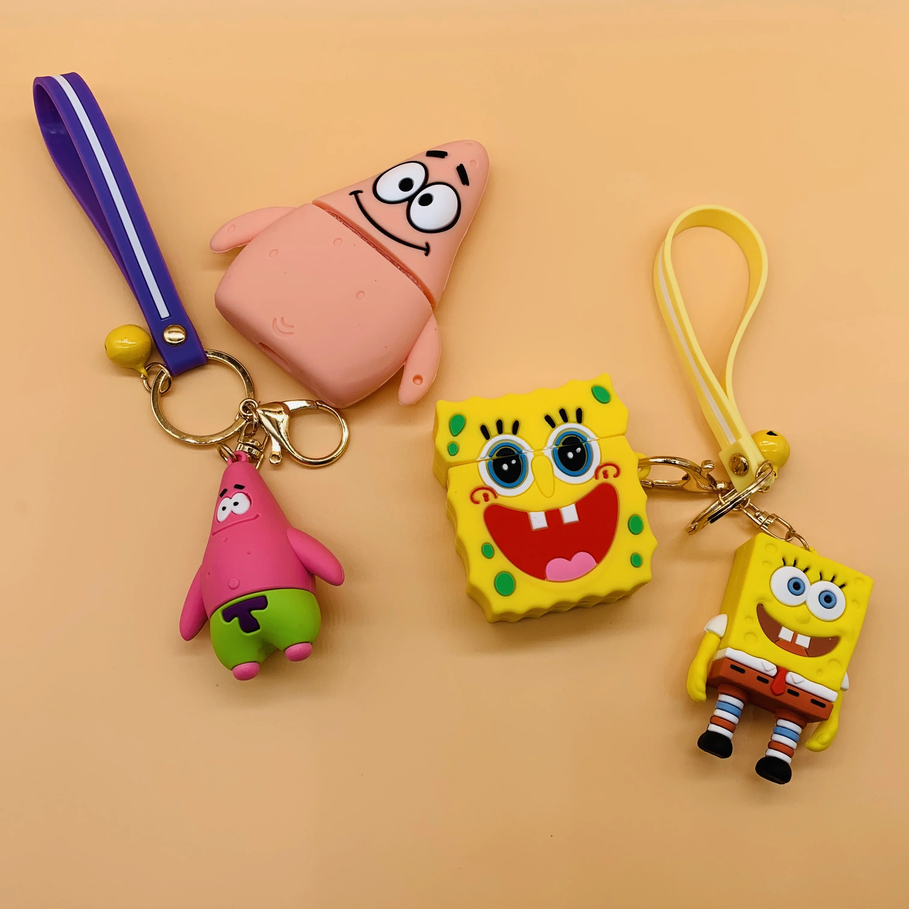 Patrick Star SquarePants Protective Case For Apple Airpods Cover With Keychain