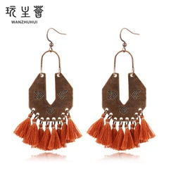 Bohemian design womens alloy daily wear drop tassel earrings jewelry