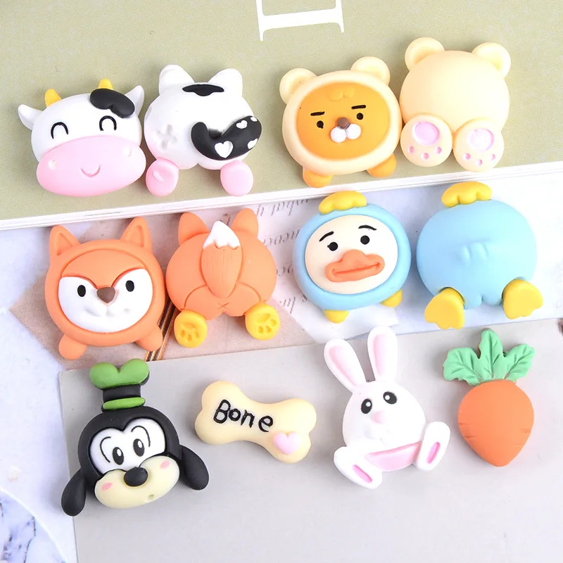 2021 New Design Flat Back Crafts Charms In Cow Fox Duck Head and Bottom Shapes resin bow cabochons Charms DIY Jewelry accessorie