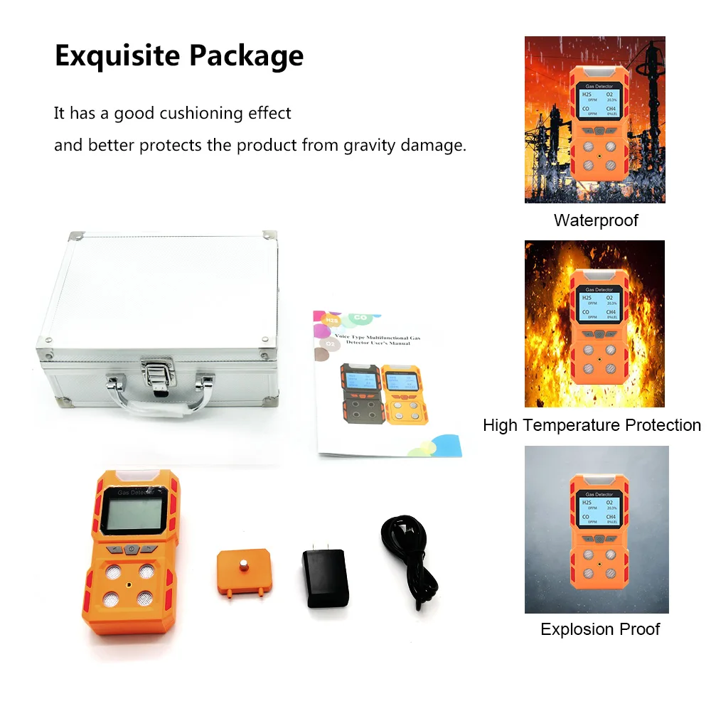 hot sell Industrial Gas Analyzer  CH4 CO H4 O2 4 in 1 gas detector sensor flue gas analyzer manufacturer