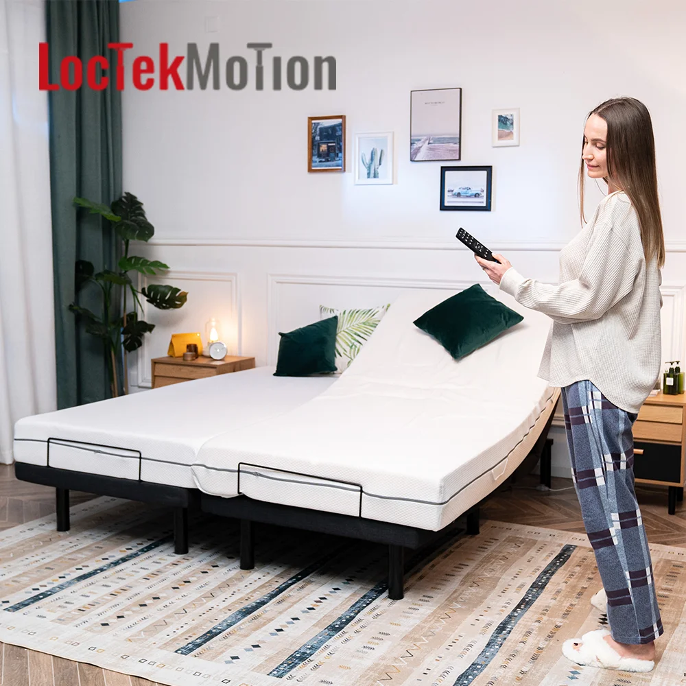 Queen Size Modern Folding  Height Adjustable Zero G Massage USB Charging Ports Electric Bed Frame Base EB602M-8060